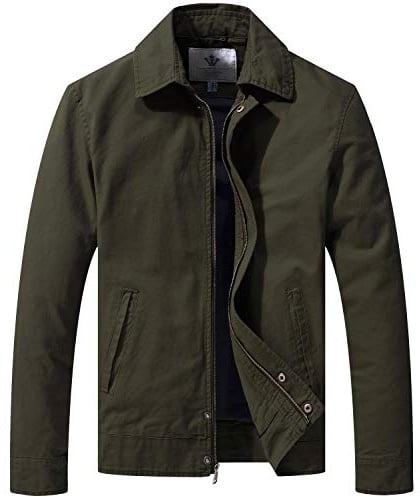 WenVen Men's Casual Cotton Light Jacket Military Barn Coat (Army Green, M)