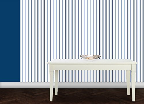 Feine blau weiße Streifen Tapete passend zu Friesenglück und Seemannsgarn - Vlies Tapete Streifen - Klassische GMM Design Wandtapete für edle Wohnakzente (Muster 20 x 46,5cm)