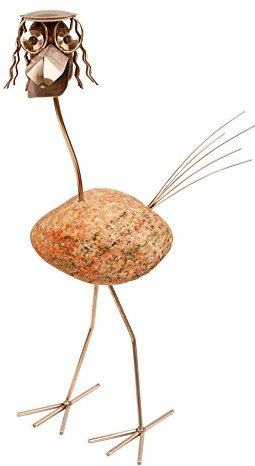 J. Tiedemann Manufaktur & Design Freddy der Lustige. Gartenfigur Edelstahl Steinvogel mit Naturstein, wetterfest, rostfrei. Deko für Garten, Terrasse, Balkon und Wohnung. Ca. 80 cm hoch.