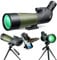 Gosky 20-60x, 60 mm - Cannocchiale con treppiede, borsa da trasporto e adattatore per telefono, oculare BAK4 ad angolo di 45°, per tiro al bersaglio, caccia, osservazione degli uccelli