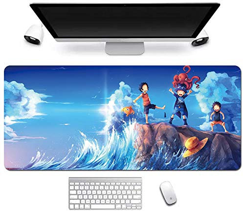 One Piece Tappetino Mouse Gaming, Grande Anime Mouse Pad XXL 900x400mm Confortevole, Lavabile, 3mm Antiscivolo Tappetino Scrivania Supporto per Ufficio Computer, Adatto per computer e PC, F