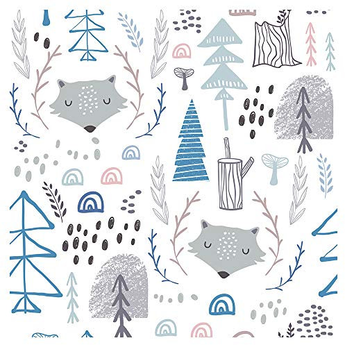 murando - Tapete selbstklebend 10m Wandtattoo dekorative Möbelfolie Dekorfolie Fotofolie Panel Wandaufkleber Wandposter Wandsticker - Tiere Wolf Baum e-B-0047-j-a