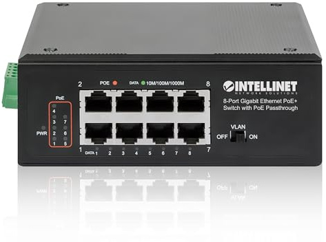 Switch Industriale Poe+ Gigabit Ethernet A 8 Porte Con Alimentazione Poe Intellinet Con Passthrough Poe - Switch - Non Gestito - 8 X 10/100/1000 (poe