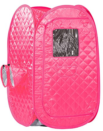 ZONEMEL Tragbares Dampf-Sauna-Zelt, leichtes Klappzelt, persönliche Dampfsauna, Spa für Entgiftungstherapie, Dampfgarer Nicht im Lieferumfang enthalten (rosa rot, L 73 cm x B 73 cm x H 124 cm)
