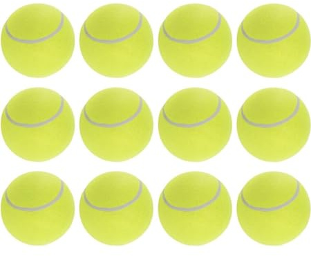 12 Pcs Tennis Balls with Mesh Carrying Bag, Pressureless Tennis Balls Practice Balls Playing with Pets Sports Cricket