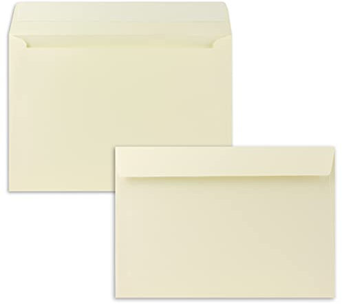 25x Briefumschläge DIN C5 Vanille (Creme) - 16,2 x 22,9 cm - Haftklebung - Edle Kuverts für große Einladungen und Karten zum Geburtstag oder Hochzeit