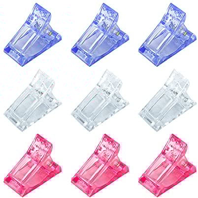 Parieo 9 Pieces Nail Tips Clips Assorted Color Poly Gel Nail Finger Extension UV LED Builder Clip for Manicure Nail Art