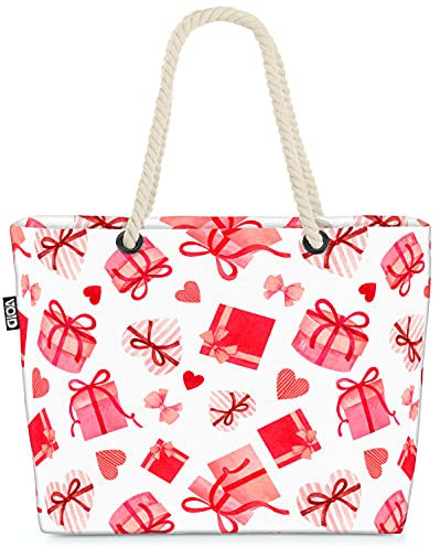 VOID Valentinsgeschenke Herzen Strandtasche Shopper 58x38x16cm 23L XXL Einkaufstasche Tasche Reisetasche Beach Bag