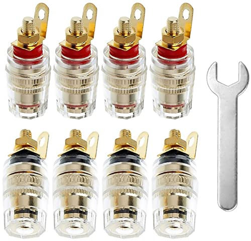 Xiatiaosann 8PCS 4mm Spina a banana Presa Binding Post Terminale dell'altoparlante Amplificatore Connettore Jack per Arduino, con 1 chiave inglese