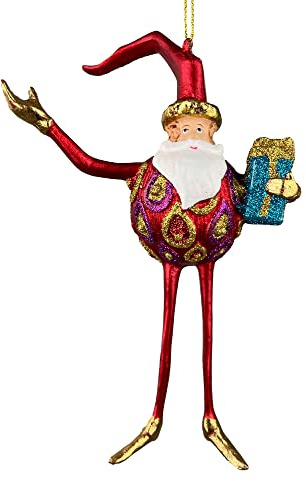 ecosoul Weihnachtsmann Gabenträger Weihnachten Baumschmuck Figur Deko Anhänger Christbaumschmuck 17 cm rot-Gold mit Geschenken 1 Stück