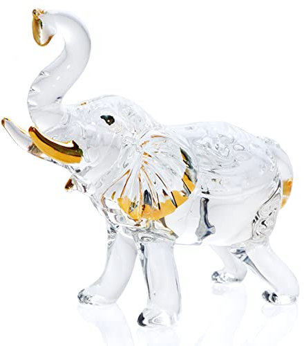 YWHL Figura de elefante de cristal hecha a mano para mujeres, figuras de animales de cristal para decoración del hogar