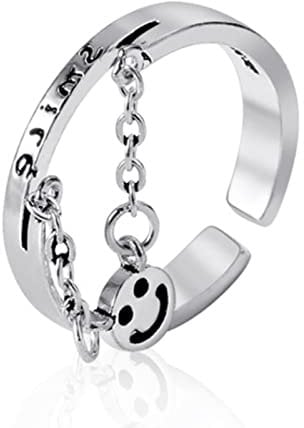 925 Silber Kette Smiley Lächeln Ring weibliche Persönlichkeit Ring Schmuck Geschenk