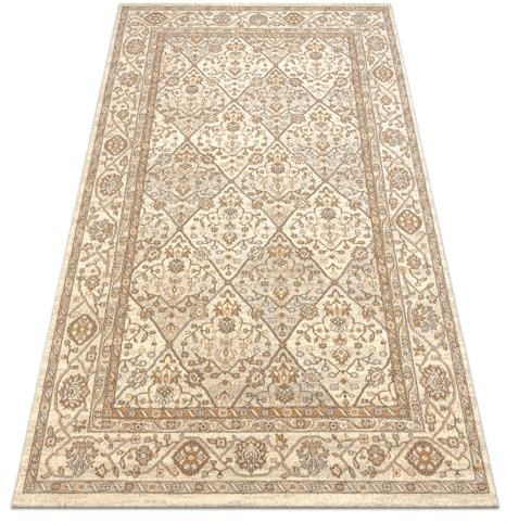 rugsx Wollteppich SOHO OSTA Kollektion 477.27.LA100, 100% Wolle, klassisch, Rhombus, Rahmen, Oeko-TEX Zertifiziert, beige 160x240 cm