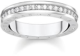 Thomas Sabo Ring mit weißen Steinen Silber Recyceltes 925 Sterling Silber Zirkonia, Größe 52, TR2254-051-14-52