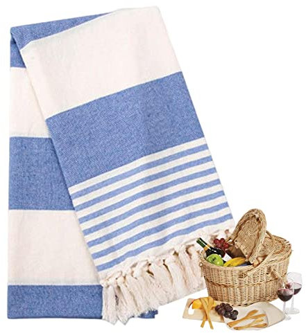 DISPRA Toalla de playa turca de , algodón grueso de 36 x 70 pulgadas, toallas de piscina a rayas de gasa para adultos, accesorios imprescindibles