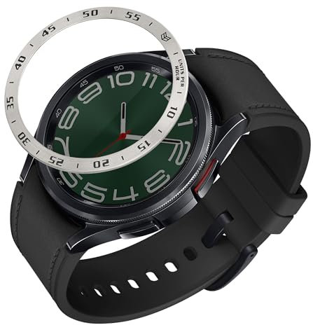 kwmobile Anillo protector adhesivo compatible con Samsung Galaxy Watch 6 Classic 47mm - Bisel para smartwatch en plata/negro