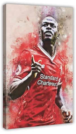 MEZUMI Sadio Mane 1 Leinwand-Poster, Wandkunst, Dekordruck, Gemälde für Wohnzimmer, Schlafzimmer, Dekoration, Rahmen-Stil, 60 x 90 cm