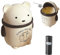 CSENASON Desk Bin, Bear Small Container With Lid and 1 Roll Liners, Portable Desktop Mini Bin for Home, Vanity Tabletop, Bedroom