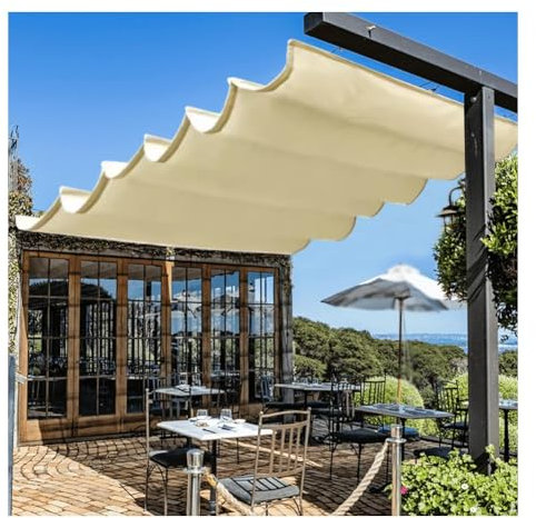 Patio Extérieur Couverture D'ombrage, Pergola Imperméable Auvent Rétractable, Remplacement Auvent Coulissant En Fil Métallique Kit De Voile À Vagues Pour Maison De Verre Terrasse Cour ( Couleur : blan