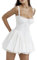 SANSIWU Damen-Minikleid mit Rüschen, niedrig geschnitten, Spaghettiträger, fließendes kurzes Kleid mit Rüschen, Sommerkleid, B-Weiß 2, Medium