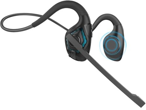 Seflorgo Bluetooth Headset with Mic, Wireless Headset with Microphone Noise Cancelling, Open Ear Comfort Headphones for Phone Calling PC Meeting, Bluetooth V5.3 Dual Connect, 10 Hrs Worktime