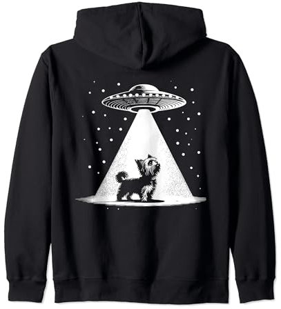 Teacup Yorkie Mom Dad Dog - Funny Alien UFO Zip Hoodie