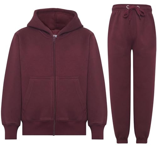 A2Z 4 Kids Girls Boys Tracksuit Plain Camouflage Fleece Hooded - T.S Plain Wine 11-12.