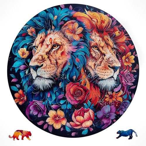 Joellfuner Holzpuzzle Erwachsene, 300 Teile Puzzle Holz Erwachsene, Unregelmäßige Einzigartige Puzzle, Wooden Puzzle Tierform, Puzzle aus Tierteilen mit Geschenkbox aus Holz (34 * 35CM)