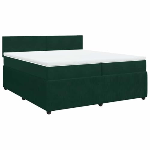 vidaXL Boxspringbett mit Matratze Dunkelgrün 200x200 cm Samt
