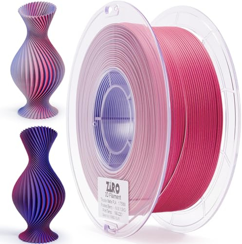 ZIRO Matte Rainbow PLA Filament, Matte Tricolor 3D Printer Filament 1kg | 3-in-1 Co-extrusion Multicolor Matte PLA 1kg, Matte Texture, Fit Most FDM 3D Printer, Frosted Berry