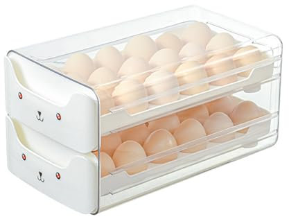 Contenitore per uova in plastica con cassetto a doppio strato, versatile, contenitore trasparente per uova per frigorifero, design salvaspazio, materiale di alta qualità, facile