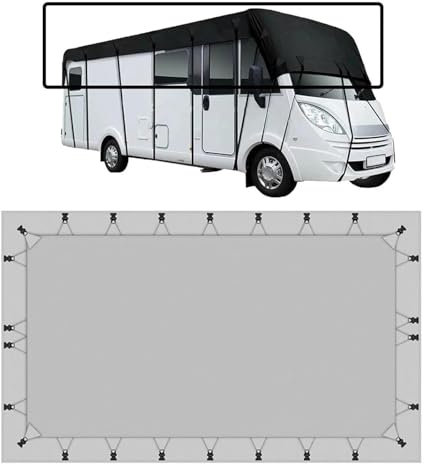 Wohnwagen Plane 210D Oxford-Gewebe Wohnwagen Schutzdach Zusammenklappbar, Leicht Zu Reinigen Sonnensegel Auto Camping Geeignet Für Jede Jahreszeit Und Jedes Klima,Black-7m×3m