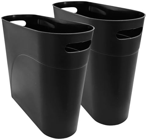 FomCcu Corbeille à papier - En plastique - 10 l - Pour salle de bain, poudre, chambre, salon, bureau - Noir