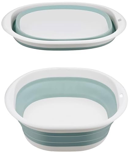 Bassine à vaisselle pliable, panier en plastique silicone, panier de lavage des mains pliable, gain de place, multi-usage, bassin de voyage extérieur 3,5 l (bleu)