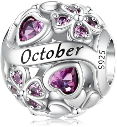 HappyStar Vierblättriges Kleeblatt Anhänger 925 Silber Bead Charms für Damen Glücksbringer Schmuck Geschenk Geburtsstein Charm mit Cubic Zirconia Kompatibilität Pandora Europäische Armband