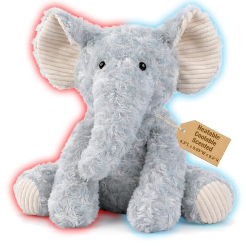 Coolable & Microwavable Elephant Stuffed Animal, Weighted Stuffed Animals Plush for Kids, Women, Girls, Lavender Scent Elephant Gifts, Get Well Soon Gift, Heated Plush for Period Cramp