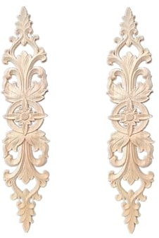 XYUERU 2pcs Holz Applique Ornament, Holzornamente für Möbel Vintage | Schnitzerei Ornament Verzierung geschnitzt Europäischer Stil,Skulptur Applique Onlay für Wandschrank Möbel Schränke