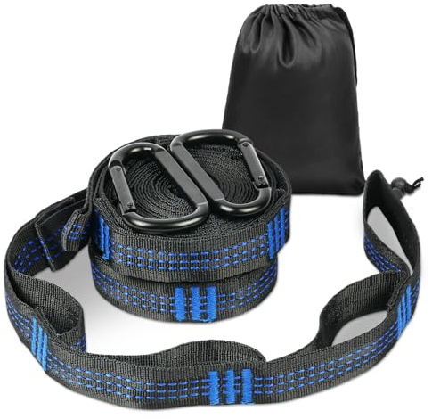 Vicloon 2 Sangle pour Hamac, 3m*2.5cm, Suspension d'accessoires pour Hamac de Camping avec 2 Mousquetons, Portée Maximale 300kg, Fixation Hamac pour Balançoire, Camping, Voyages (Bleu)