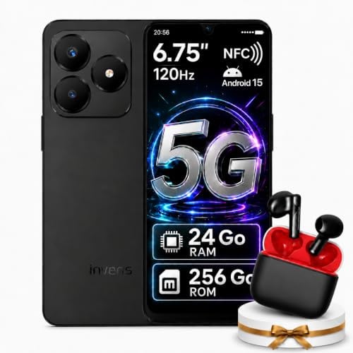 invens Note 5G Smartphone 24 Go RAM (8+16), 256 Go, Android 15, NFC, 6,75