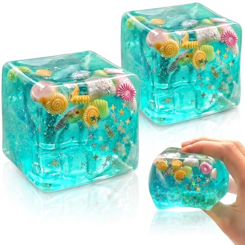 Stressbälle Squeeze Cube, Antistressbälle für Kinder Erwachsene, Sensory Stress Balls, Anti-Stress Spielzeug Ball, Würfel Fidget Spielzeug, für ADHD Autismus Geburtstag Klassenzimmer Geschenke,2 Stück