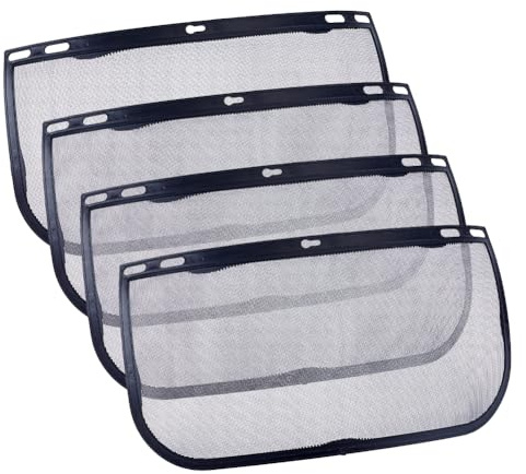 MAYJOYDIY 4 Pcs Black Faceshield Replacement Visors 38.5x20.7cm PC Plastic Mesh Visor Faceshield Replacement Visor Protective Face Shield for Industrial Work Woodcutting and Daily Use