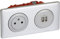 LEGRAND - Prise Electrique Murale + Double Chargeur USB Céliane Surface avec Plaque et Boîte à Encastrer - Prise Affleurante avec Socle Rétractable - Alu