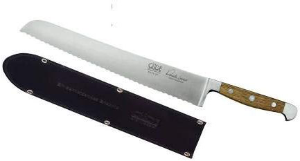Messer Brotmesser 32 cm Griff aus Fasseiche inkl. Lederscheide