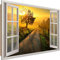 Wandbild XXL Fensterblick Deko Kunst Bilder Sonnenuntergang Orange 120x80 cm
