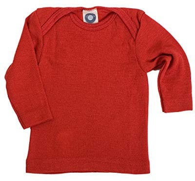 Cosilana, Baby Unterhemd Langarm, 70% Wolle 30% Seide (Rot, 86-92)