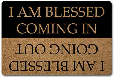GXFC ZHAO Fußmatte mit rutschfester Gummirückseite (23,6 x 39,9 cm), Streich-Geschenk, Heimdekoration, Teppiche für den Eingangsbereich, Innenbereich, Matten (I AM Blessed Coming in and Going Out)