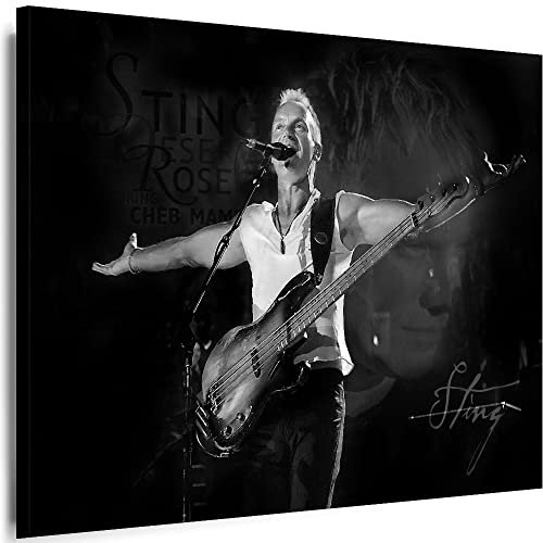 Myartstyle - Bilder Sting Band 70 x 50 cm Leinwandbild XXL - Wandbild 1 Teilig - Gerahmter Kunstdruck Musik w-s-2023-0173