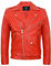 Infinity Leather Giacca da Motociclista da Uomo in Pelle Rosso con Logo Brando XS