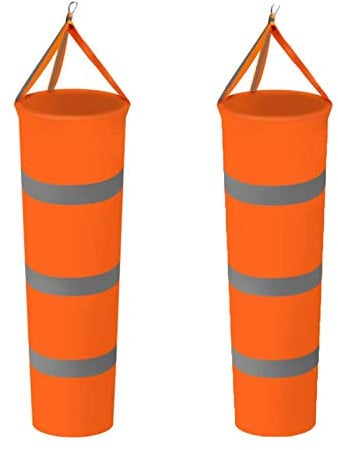 2 Stück Windsack mit Reflektierendem Gürtel, Orange Windsack mit Reflektierenden, Flughafen Windsack mit Reflektierenden, Geeignet für Flughäfen, Industriestandorte, Meteorologie, Landwirtschaft