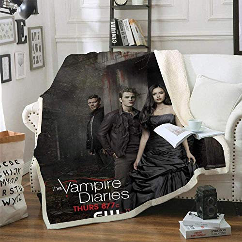 NICHIYO The Vampire Diaries Decke, Cartoon- und Animations-Fleecedecke für Erwachsene und Kinder, 100 % Mikrofaser, für Schlafsofa und Sofa (13.130 x 150 cm)